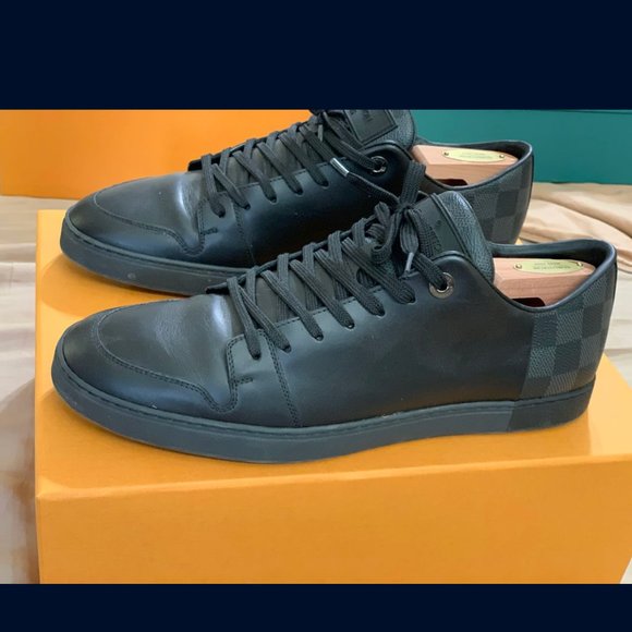 Louis Vuitton Black Leather Damier Line Up Low-top Sneakers